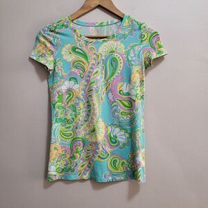 Lilly Pulitzer Paisley Karrie Top Short Sleeve Tee Size XXS